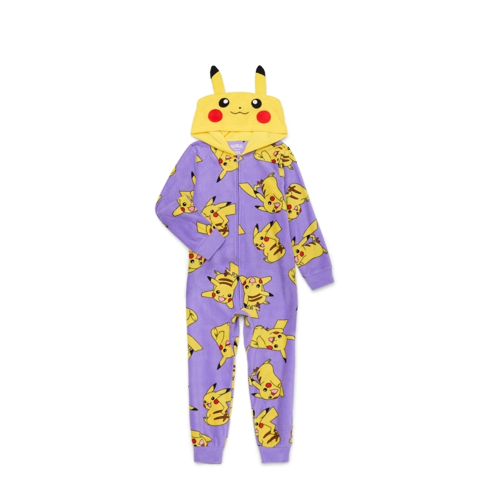 Pikachu Purple Kids One Piece Girls Large 10/12